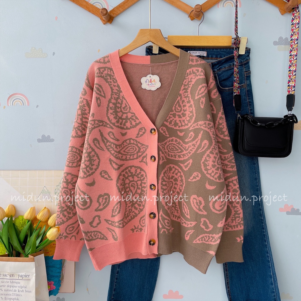 HANNA TWOTONE CARDY | CARDIGAN MOTIF BATIK