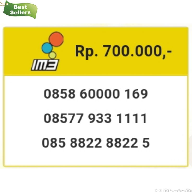kartu perdana nomor cantik im3 seri ribuan 60000 169 bmi10