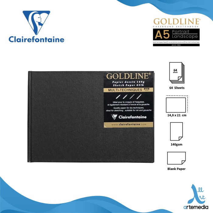 

[COD] Buku Sketsa Clairefontaine A5 Goldline Hard Cover Sketchbook - LANDSCAPE