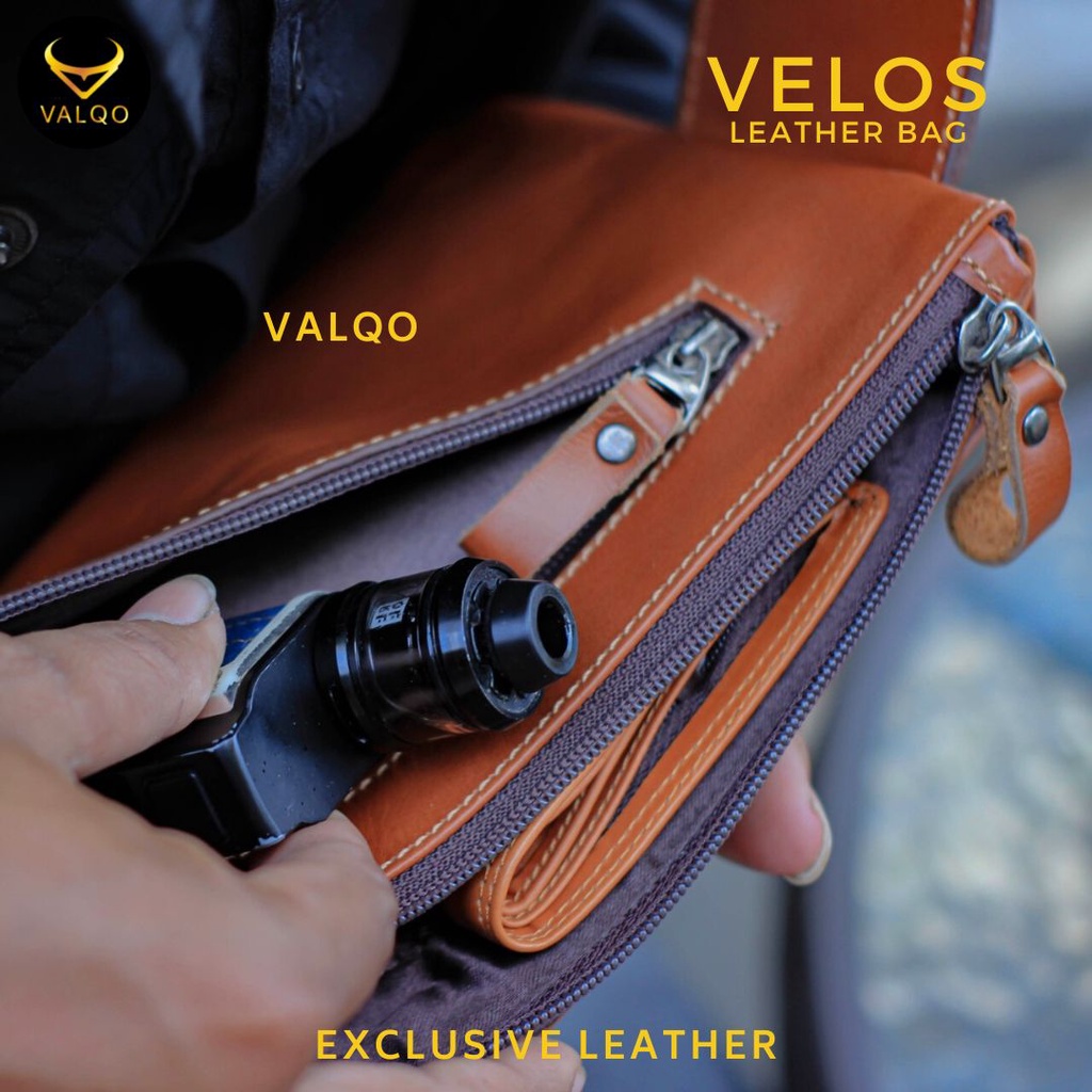 [VALQO] VELOS Tas kulit sapi Waist Bag Tas Dada Sling bag Selempang Pinggang Tas Pria Cowok