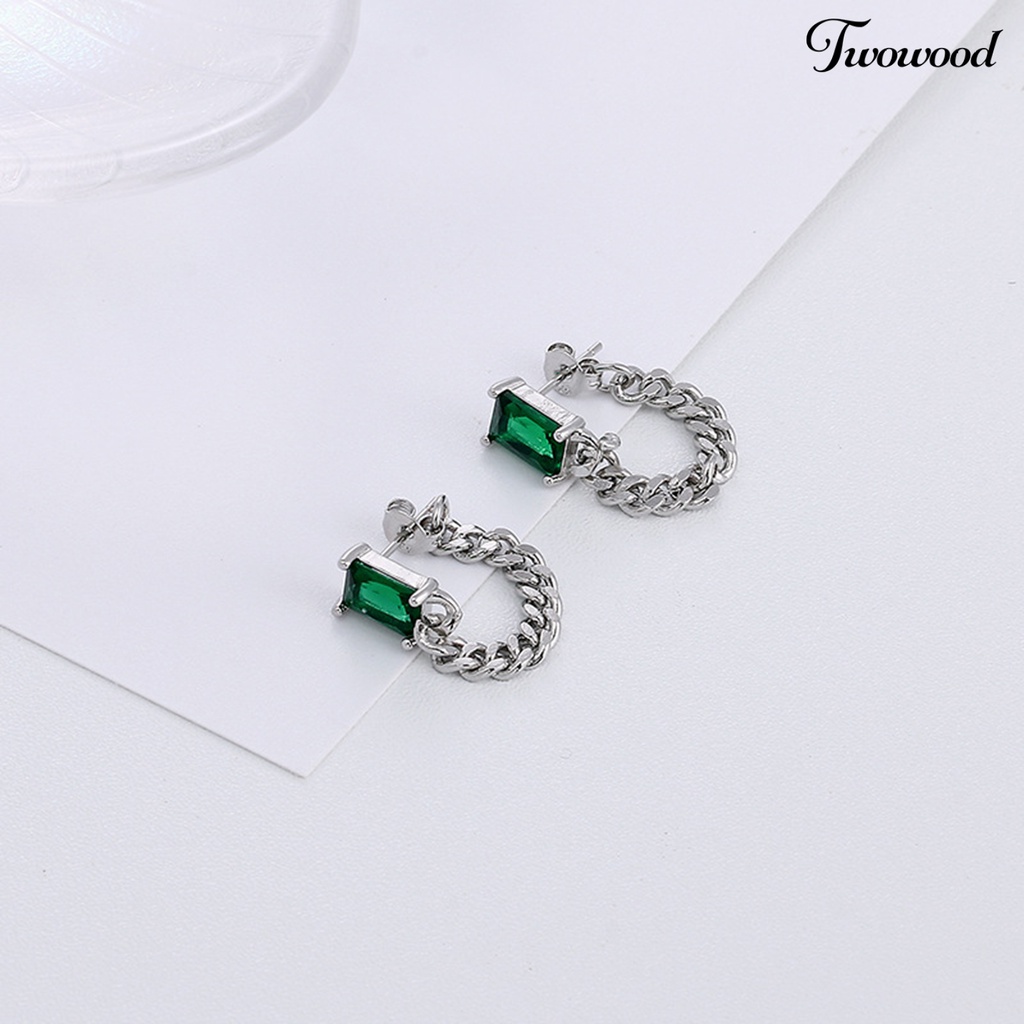 1 Pc Anting Menjuntai Bentuk Kubus Bahan Zirconia Gaya Korea Untuk Hadiah Ulang Tahun