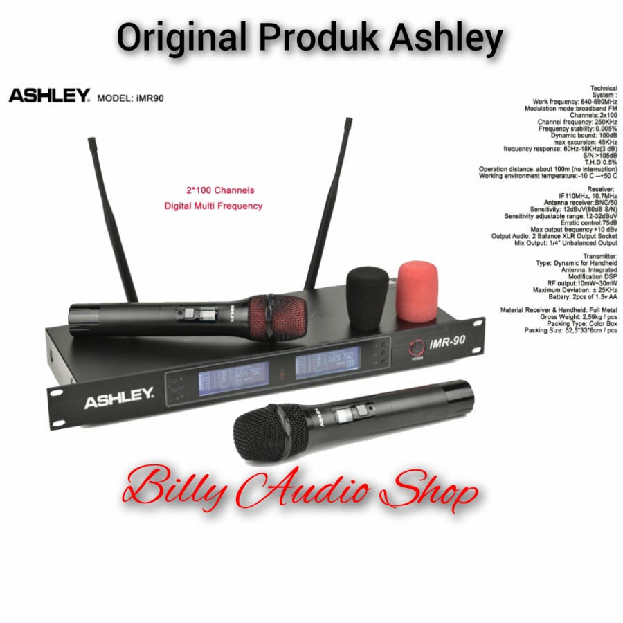 Mic Wireless Ashley iMR90 / IMR90 2 Mic Pegang Produk Ashley