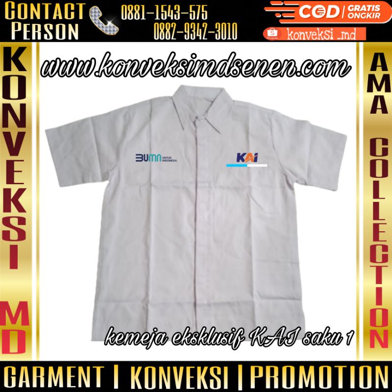 kemeja eksklusif PT KAI full bordir/seragam PT KAI full bordir saku satu/kemeja KAI full bordir