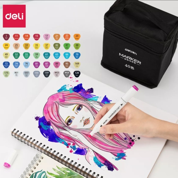 

[COD] Deli Color Marker With Bag 80 pcs - 40 Warna
