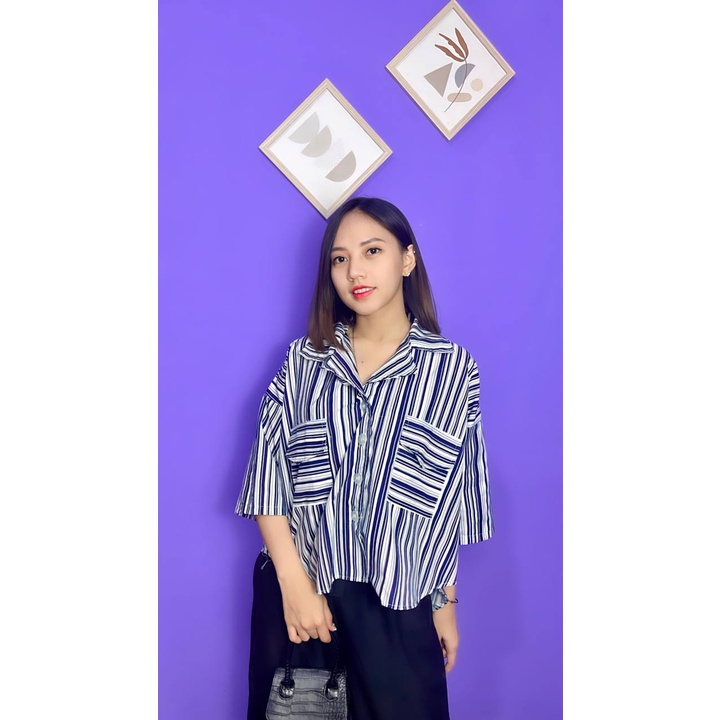 RX FASHION - MAIKO CUTE OVERSIZE BIG BUTTON SHIRT / KEMEJA SALUR OVERSIZE POCKET