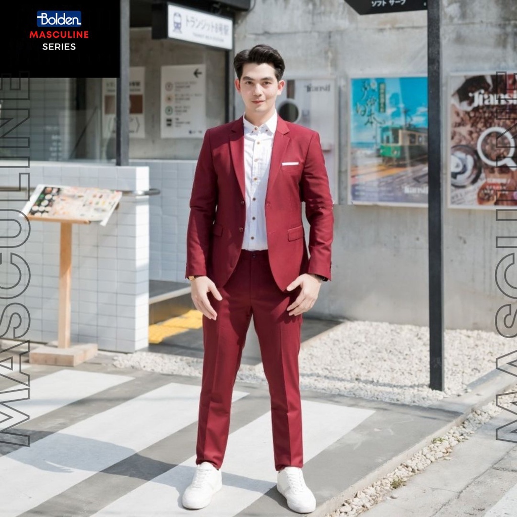 Jas Formal List Putih Jas Wisuda Jas Nikah Pria Setelan Jas Dan Celana