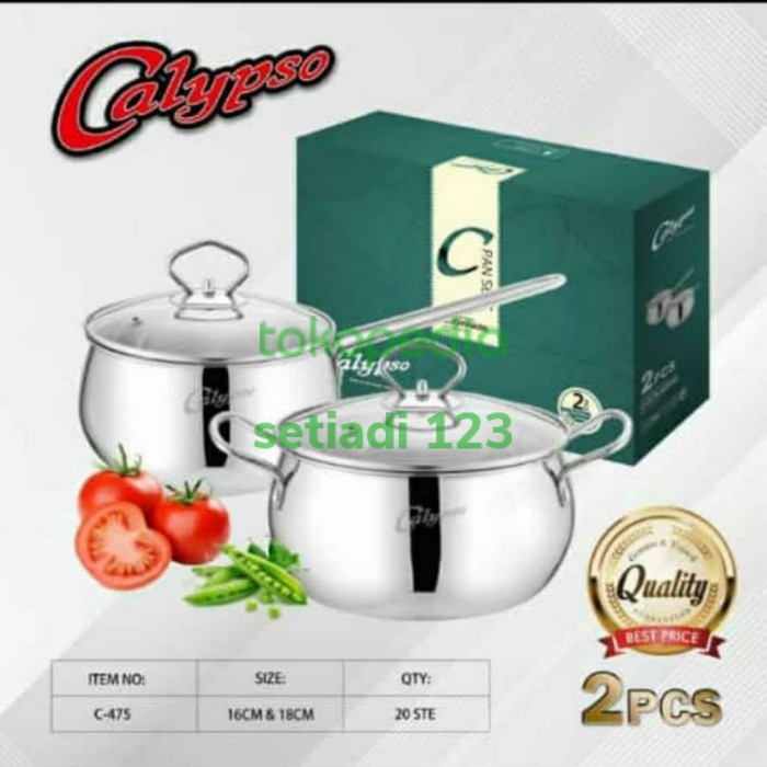 Panci Set Calypso 2 Pcs Stainless / Panci Set Sauce Pan + Soup Pot
