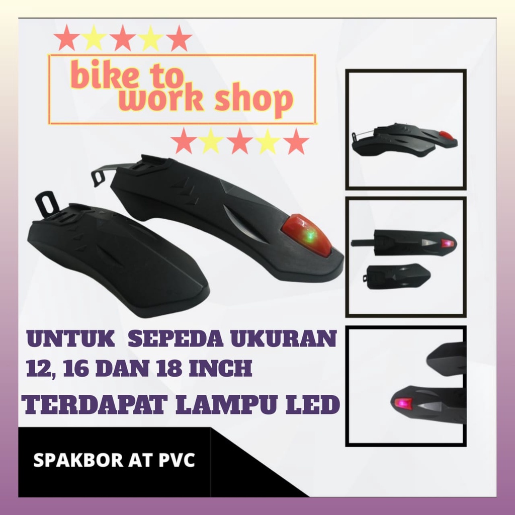SPAKBOR SEPEDA ANAK 12 16 18 INCH LAMPU LED DEPAN BELAKANG