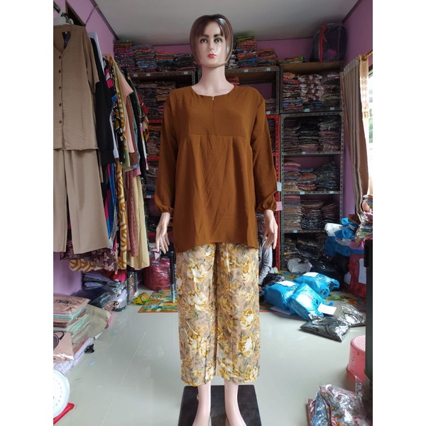 Set wanita jumbo Ld 120 one set bigsize baju jumbo set celana perempuan baju murah setelan crinkel o
