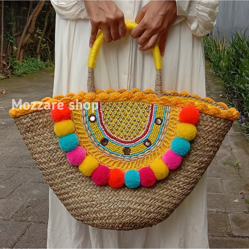 tas anyaman bali mendong tas pantai kerajinan rotan bali