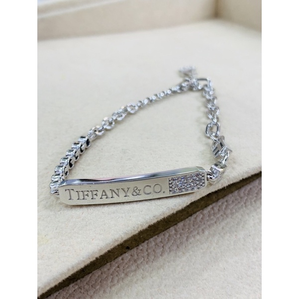 Gelang Tangan rantai plat Tfn.co emas putih 750%17/18K