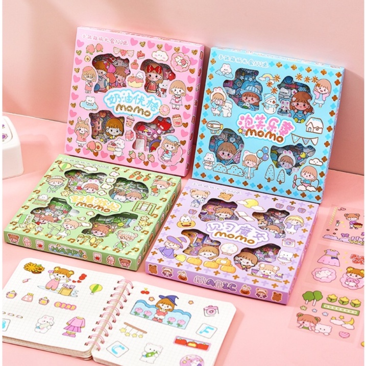 WJ1491 (100lembar) Stiker Motif Kartun Korea Lucu Anti Air Sticker 2D Dekorasi Handbook Scrapbook DIY