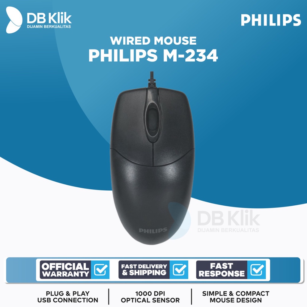 Mouse Philips M-234 Wired USB 1000DPI - Philips Mouse Wired M234