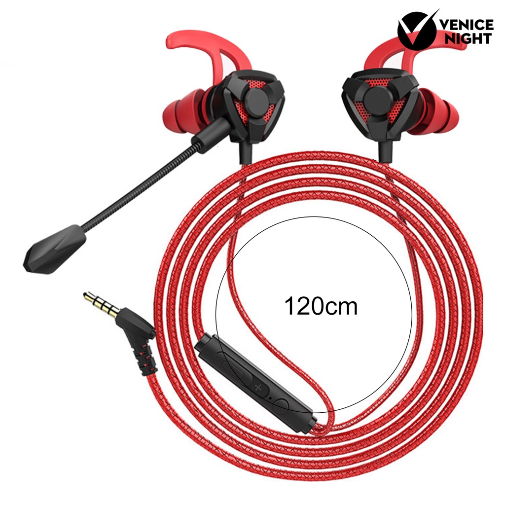 (VNEP) (Berkabel) Earphone Gaming dengan Kontrol Kabel Mikrofon 3.5mm Jack In-ear Earphone E-sports Game Earphone untuk Ponsel