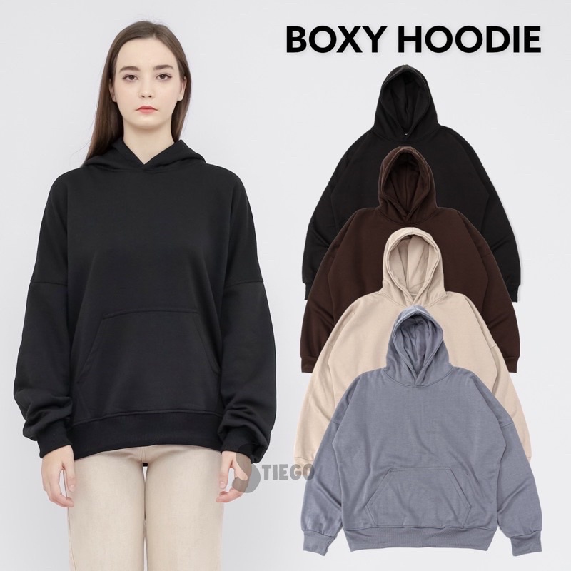 Boxy Hoodie Polos Oversized Jaket Sweater Pria