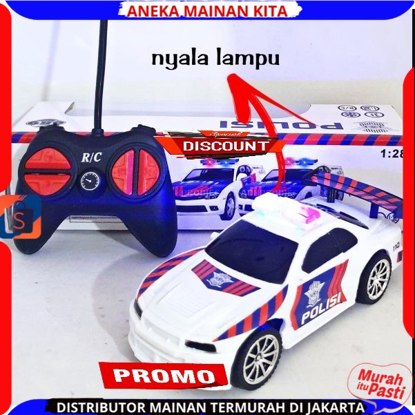 Mainan Anak Mobil remote control Polisi mobil Berlampu RC Police PATROLI Sedan Remot Kontrol 211