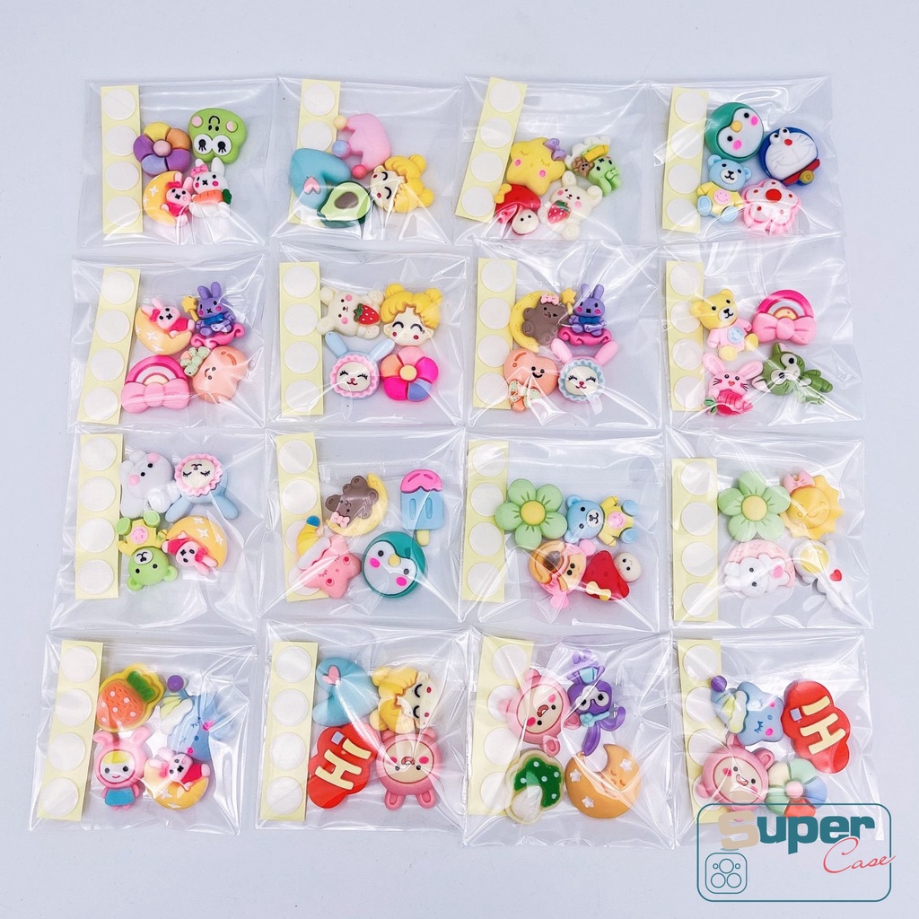 Stiker Patch Resin Desain Kartun Boneka 3D Aksesoris Dekorasi Handphone / Mainan DIY