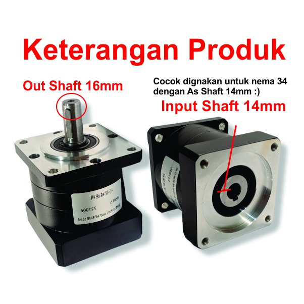 [HAEBOT] Planetary Gearbox Px86 Reducer Motor Stepper Nema 34 As 14mm Rasio 1 5 10 20 36 Planetari 16mm Ratio Pengurang Kecepatan Flange Gear Box CNC