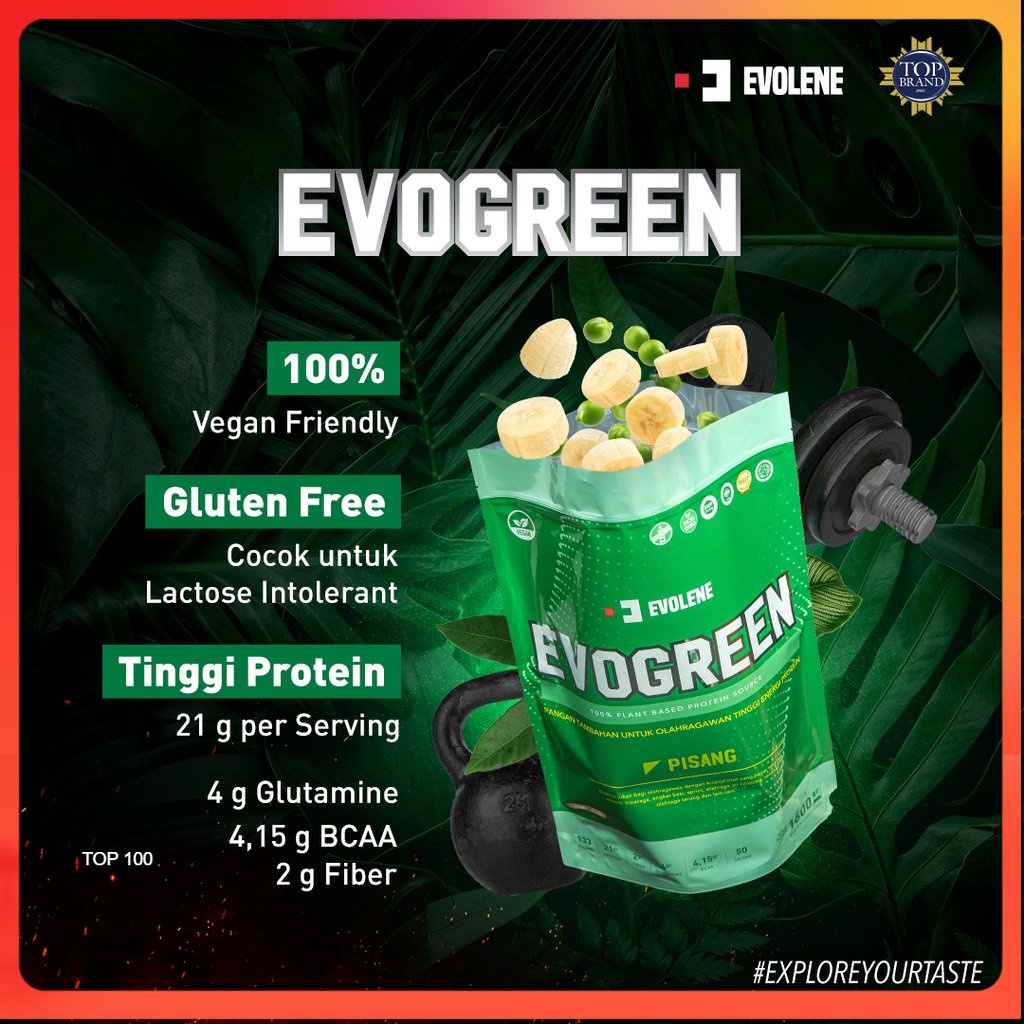 EVOGREEN 50 Sachet Evolene Plant Based Protein Vegan Friendly Rasa Pisang BPOM HALAL EVO GREEN EVOGREN EVOLINE EVOLEN EVOLINE EVOLEN