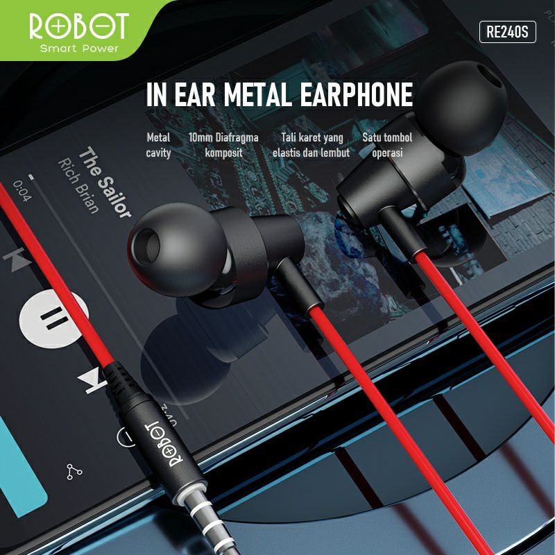 Headset Robot RE240S Earphone Powerfull Bass ORIGINAL