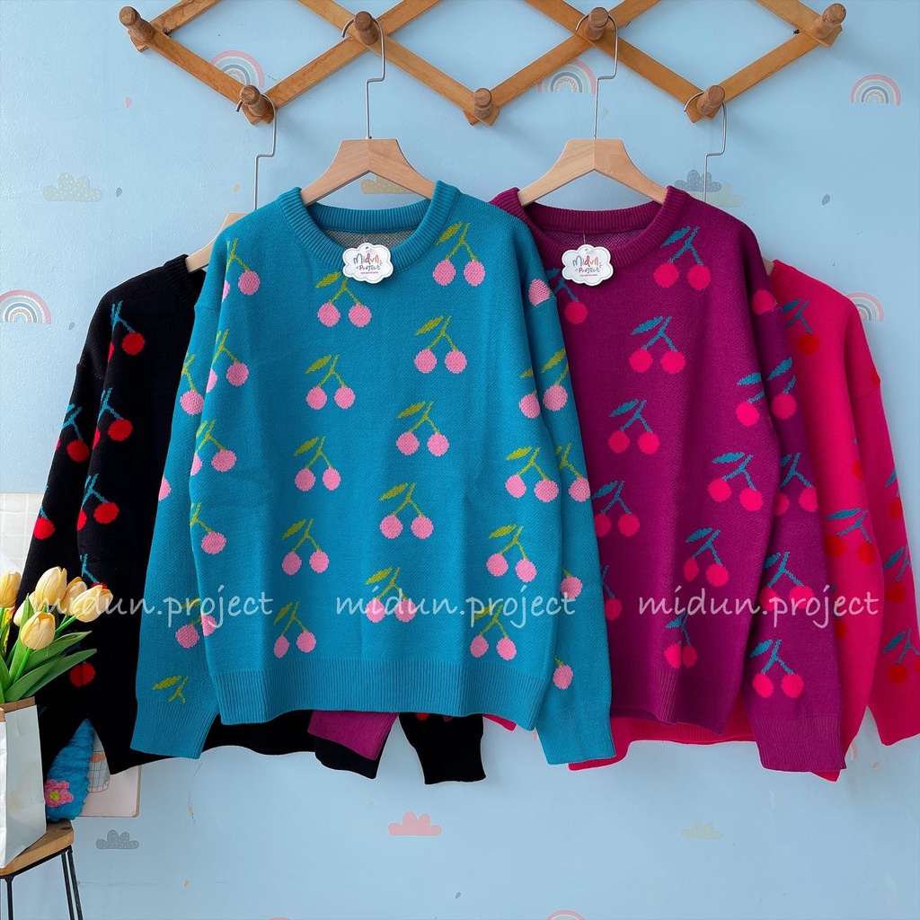 CHERRY KNIT SWEATER | SWEATER PREMIUM MOTIF