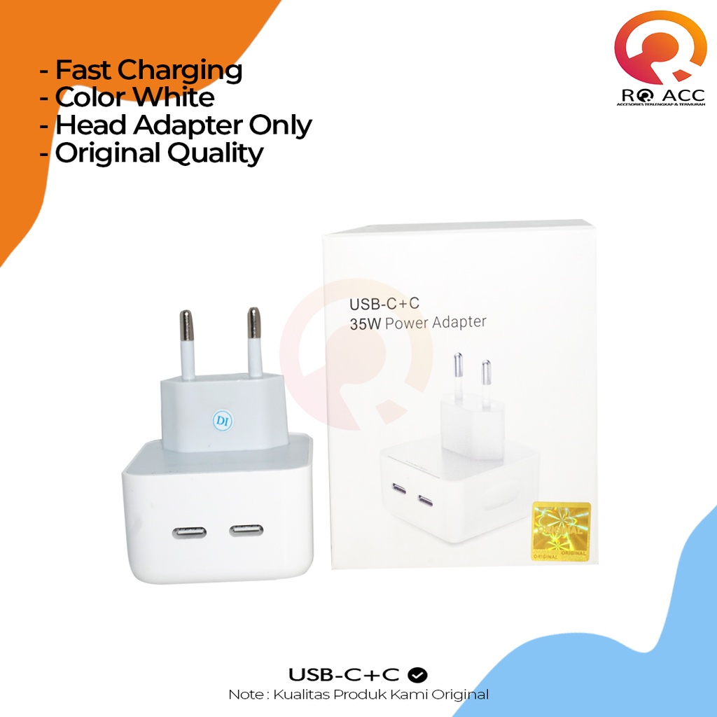 [RO ACC] BATOK/HEAD ADAPTER CHARGER 11 12 13 14 PRO MAX 35W DUAL PD USB C