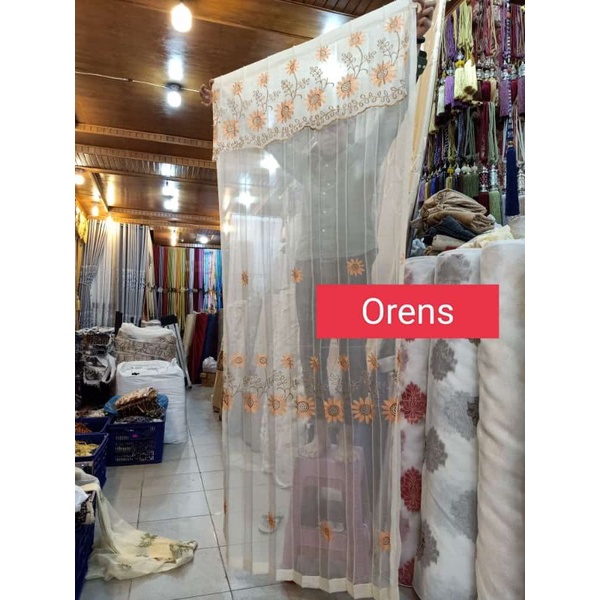 Tile/fitrase Korea motif bunga matahari/gorden siang/dalaman gorden