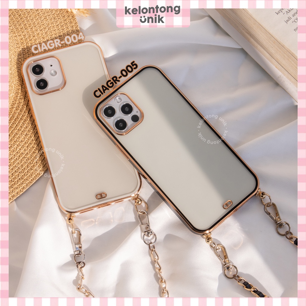 (Seri 2) For iPhone - Anti Crack Gold Plating Lanyard Rantai Case/ Sling Case Tali