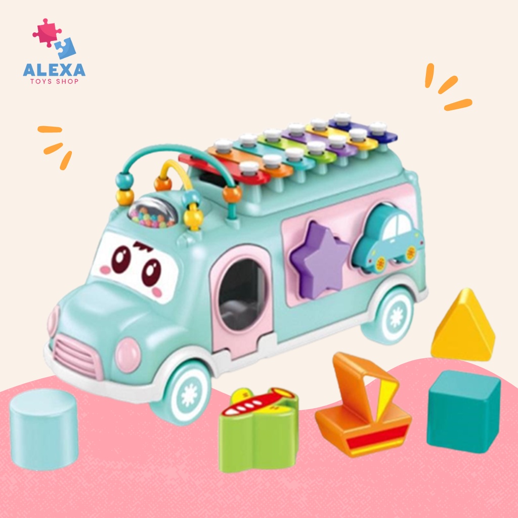 HAPPY BUS XYLOPHONE musik bus /mainan anak edukasi shape sorting / mainan music