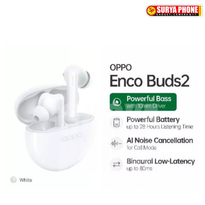 OPPO Enco Buds2 [Powerful Bass, Battery up to 28 Hours Listening Time, AI Noise Cancellation, Binaural Low-Latency]