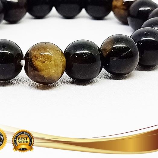 Gelang Batu Giok Hitam Tembus Sinar Asli Cina 10mm - VeE Gelang Pria