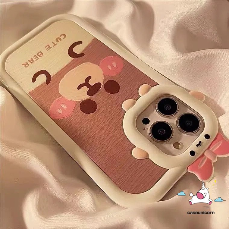 Casing Case Beruang Kartun Lucu Case Realme C15 C33 C25 C25s C12 C31 C21Y 9 8 7 8i 9pro+8pro 5 6i 9i 5 7i C30 C25Y C11 C35 C21 C2 C1 C3 C17 Lovely 3D Bow Little Monster Lens Lembut Sarung Cover Sarung