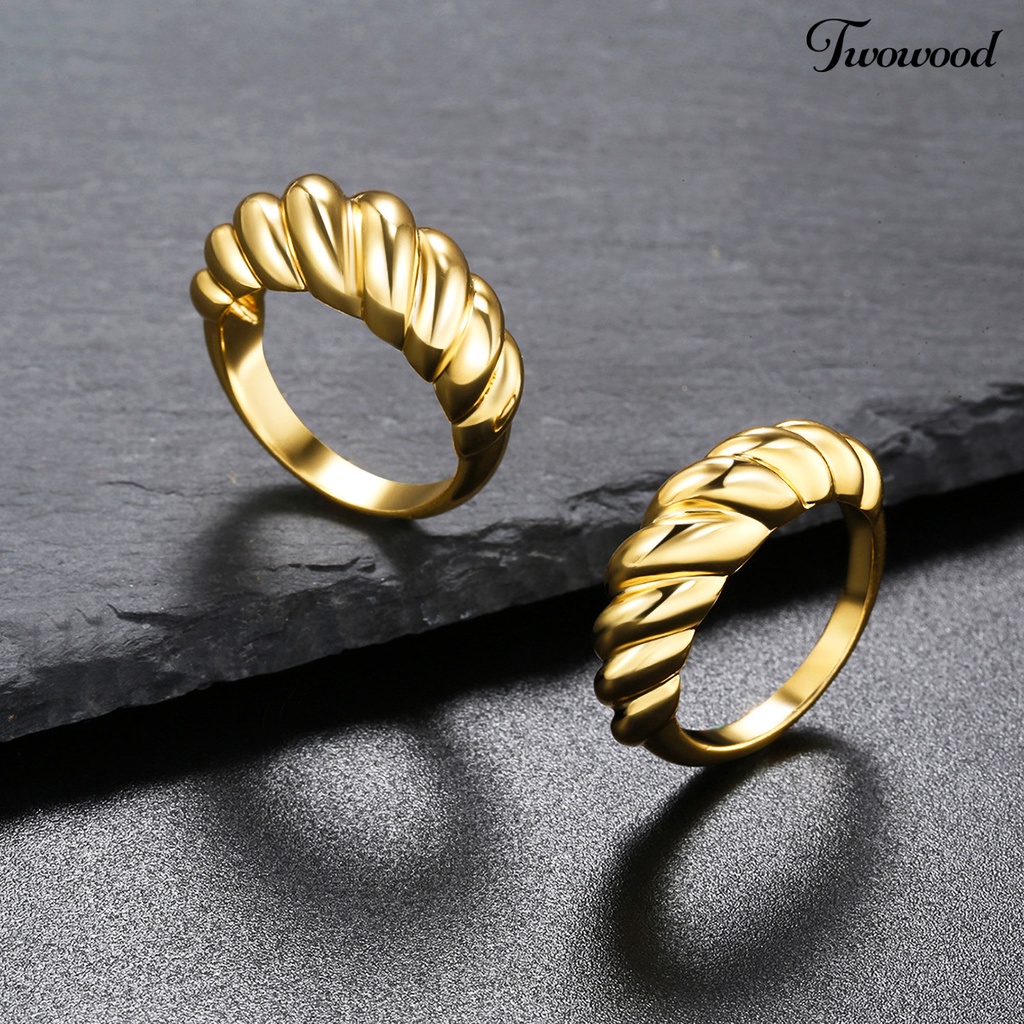 Cincin Bentuk Twisted Anti Karat Untuk Unisex