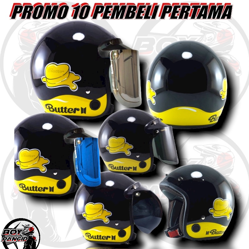 Helm Bogo MOTIF BUTTER Wanita Pria Dewasa Retro Classic Aesthetic Kekinian  SNI ARC CLASSIC RETRO Ka