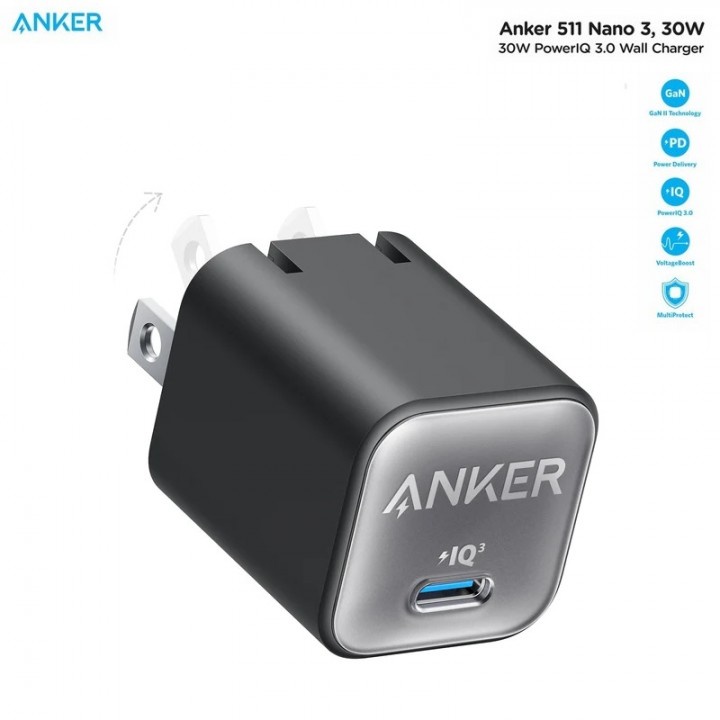 ANKER A2147 - 511 Charger Nano 3 - GaN II 30W Support PD and PIQ