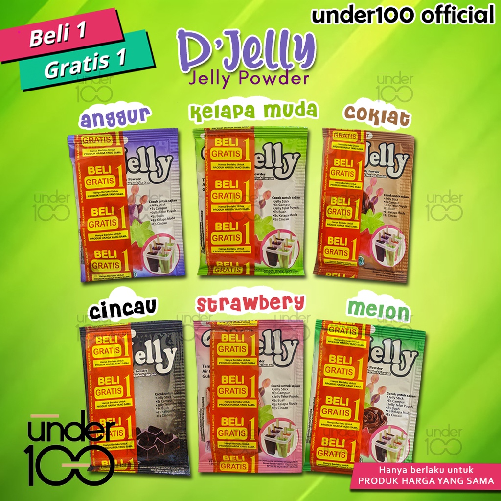 ❤ Under100 ❤ D'Jelly Powder 10 g Beli 1 Gratis 1 DJelly Melon | Strawberry | Anggur | Kelapa Muda | Coklat | Cincau | HALAL BPOM