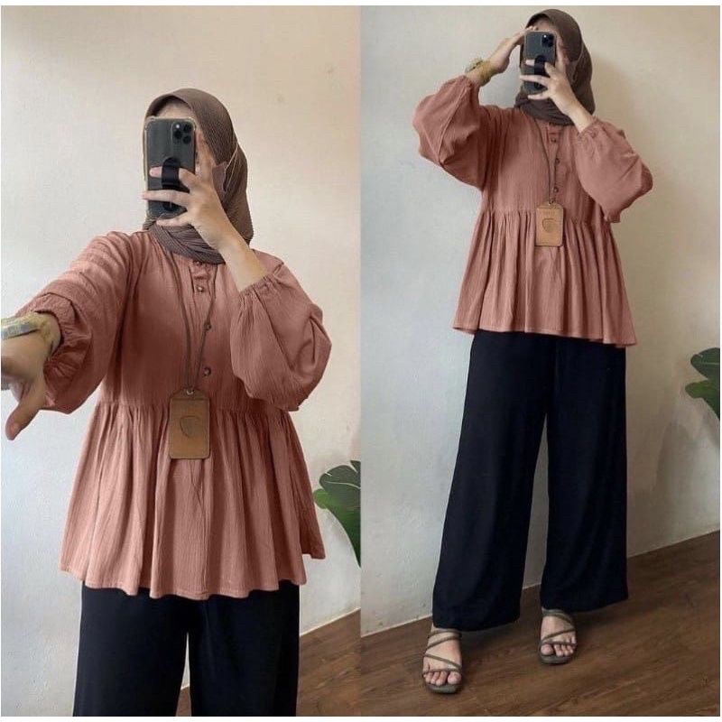 Kemeja Blouse Alea - kemeja Crinkle Airflow