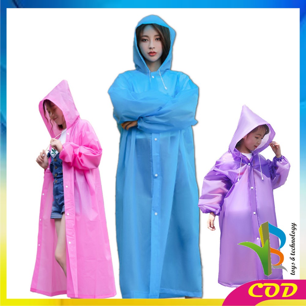 RB-C412 C413 Jas Hujan Terusan Bahan EVA RAINCOAT Mantel Hujan Anak Dan Dewasa Semi Transparan Polos Murah Import Berkualitas