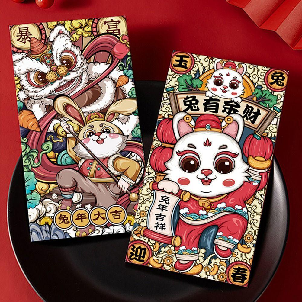Solighter 12PCS Amplop Merah Packetenvelope Kartun Tahun Kelinci Hongbao