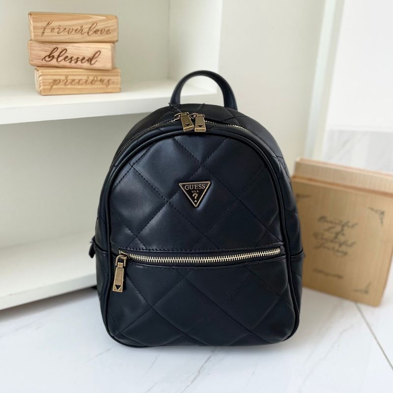 [Bisa COD] Ready Ransel Guess Premium Leather Tweed