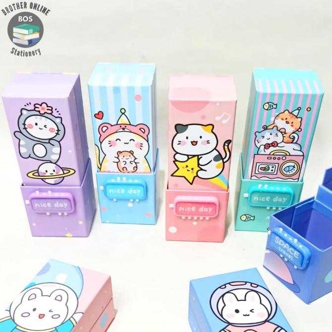 

BOS Kotak Pensil Karton Berdiri Tingkat Pin/Cermin/Pencil Box/Wadah