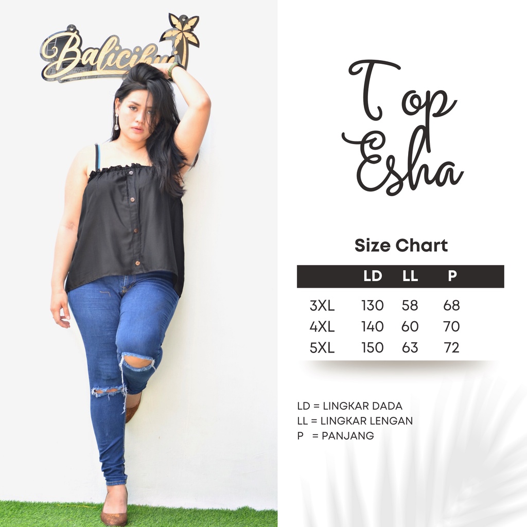 Balicihui Top Esha Top Wanita Top Plus Size Jumbo Big Size Atasan Wanita Tank-Top