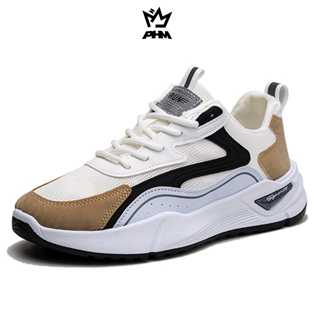 PHM Sepatu Sneakers Pria Olahraga Sport Shoes Casual Running Leon Coklat