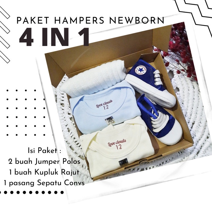 

(COD) Hampers Bayi | Newborn Baby Gift Set Unisex| Kado Lahiran Bayi Waffle - BIRU-PUTIH, NEWBORN