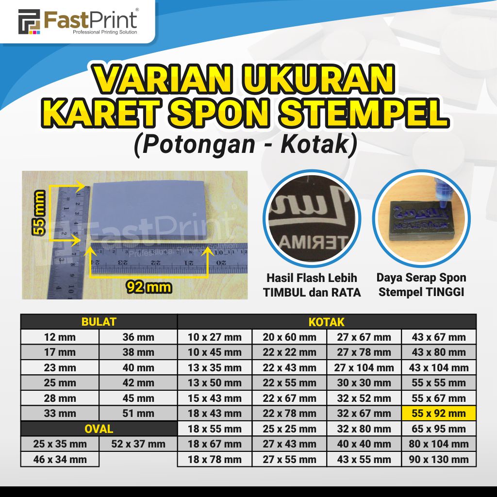 Karet Busa Spon Bahan Stempel Potongan Model Kotak 55X92MM