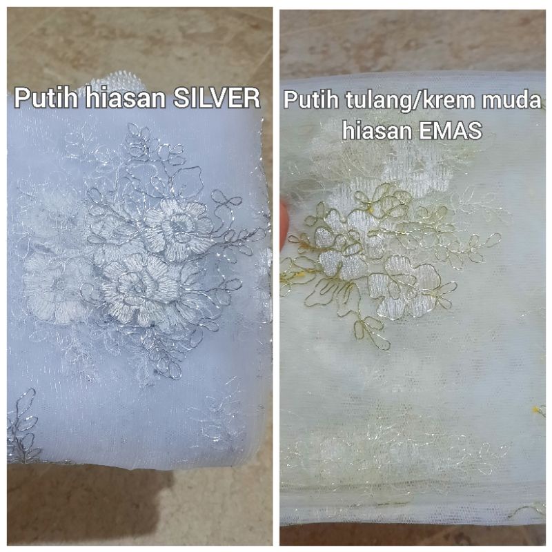 Slayer pengantin PREMIUM silver gold emas krem cream/ selendang manten / kerudung penganten