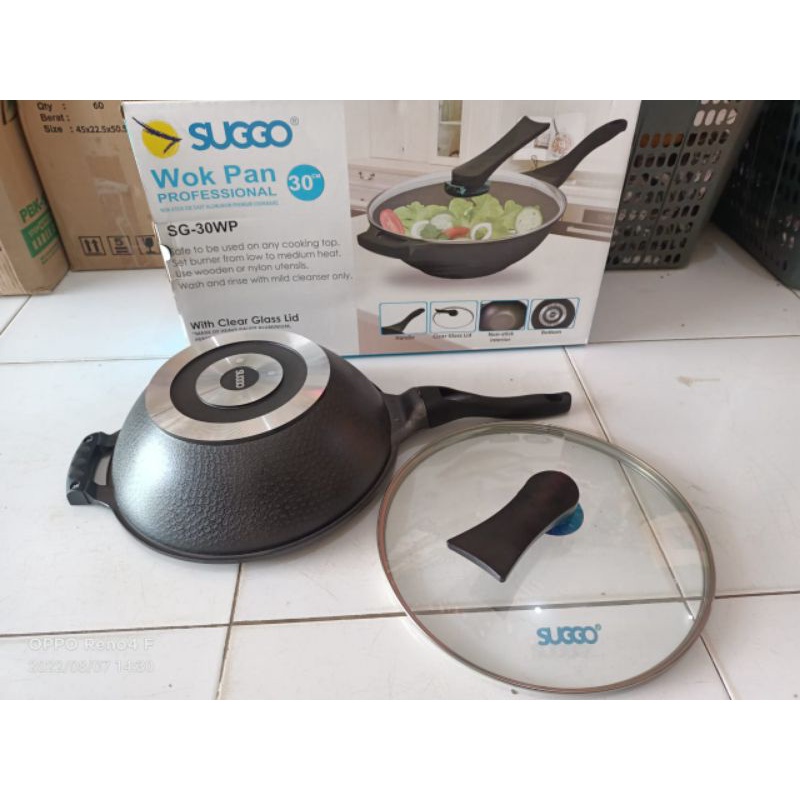 WOK PAN SUGGO 30 CM Wajan Serbaguna Penutup kaca