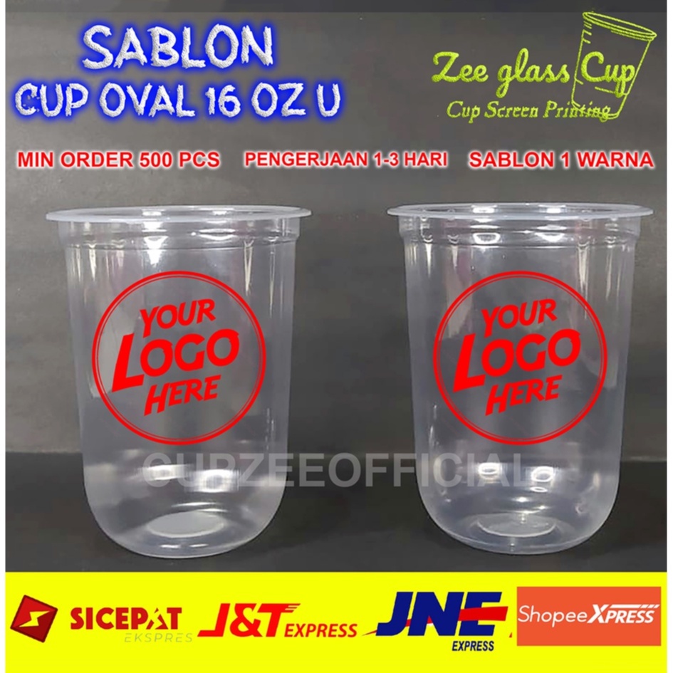 SABLON CUP 16 OZ OVAL 7gr ORDER 500 PCS CETAK GELAS CUP SABLON CUSTOM CUP PRINTING PLASTIK MINUMAN
