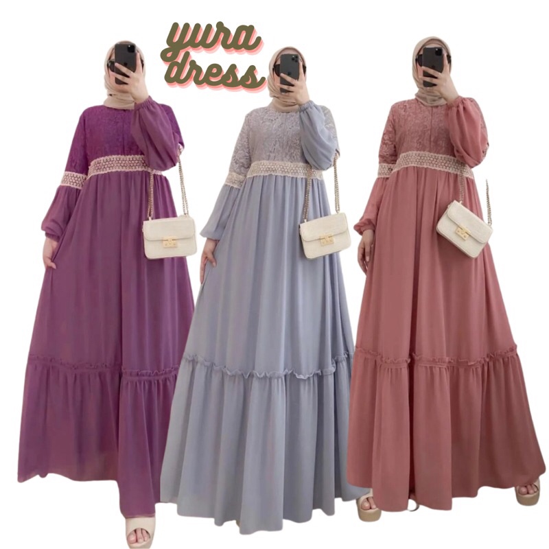 Ns FC Najibah Gamis Syar'i asdf_AVF Terbaru best seller Yura Dress / Gamis Wanita Kekinian Matt Ceru
