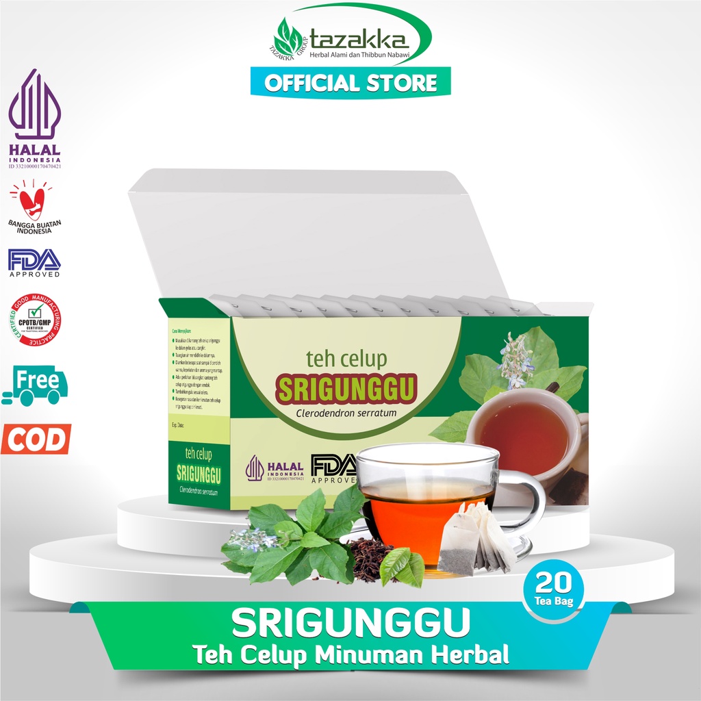 Jual Tazakka Daun Srigunggu Teh Gurah Penghilang Lendir Dan Dahak Isi 20 Kantung Tea Bag Obat 1141